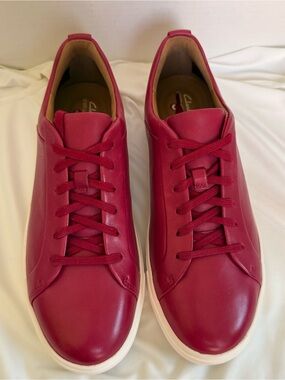 Clarks Unstructured Un Maui Laceup (9) Burgundy Red Leather Casual Sneakers NWOT